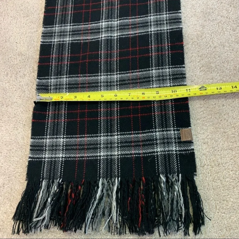 ROOTS Black red gray white striped plaid check unisex fall winter warm scarf 💥